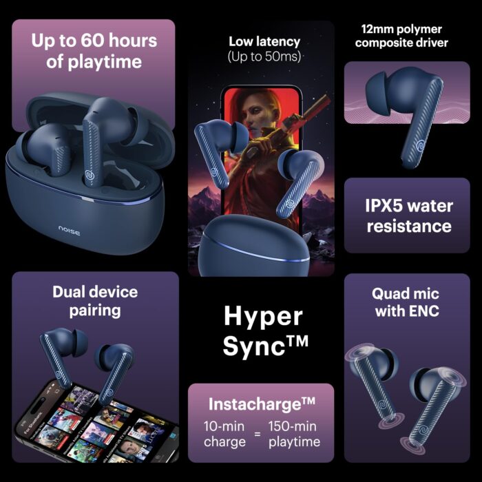 Noise Aura Buds with Quad Mic Bluetooth Headset??(Aura Blue, True Wireless) - Image 3