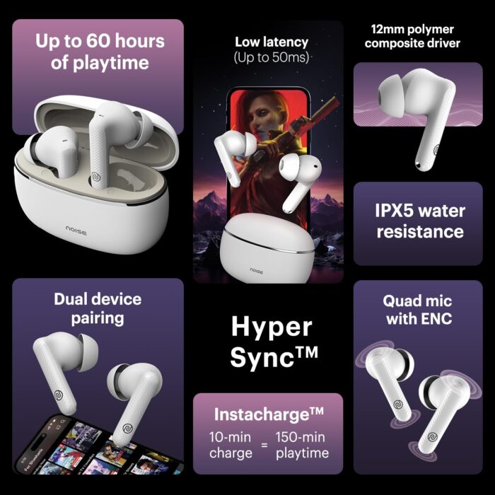 Noise Aura Buds with Dual Device Pairing, 60 Hours of Playtime, and ENC with Quad Mic Bluetooth Headset? - Image 3