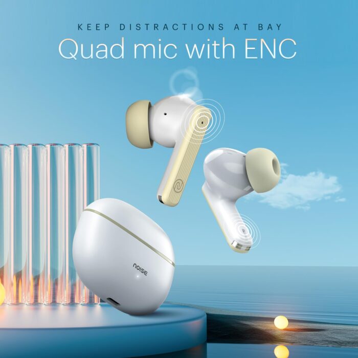 Noise Air Buds 3 with 45 Hours Playtime, Environmental Noise Cancellation, Quad Mic Bluetooth Headset??(Serene White, True Wireless) - Image 2