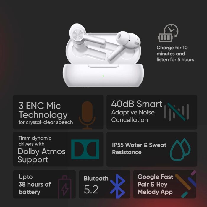 OnePlus Buds Z2 with Active Noise cancellation Bluetooth Headset??(Pearl White, True Wireless) - Image 2