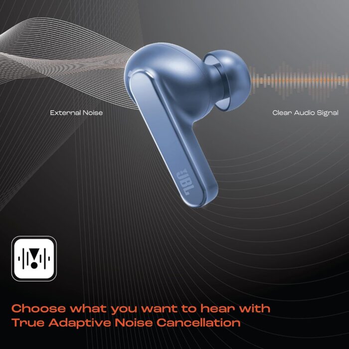 JBL Live Pro 2, Active Adaptive Noise Cancellation, 40Hr Playtime, 6 Mics, Deep Bass Bluetooth Headset??(Blue, True Wireless) - Image 3