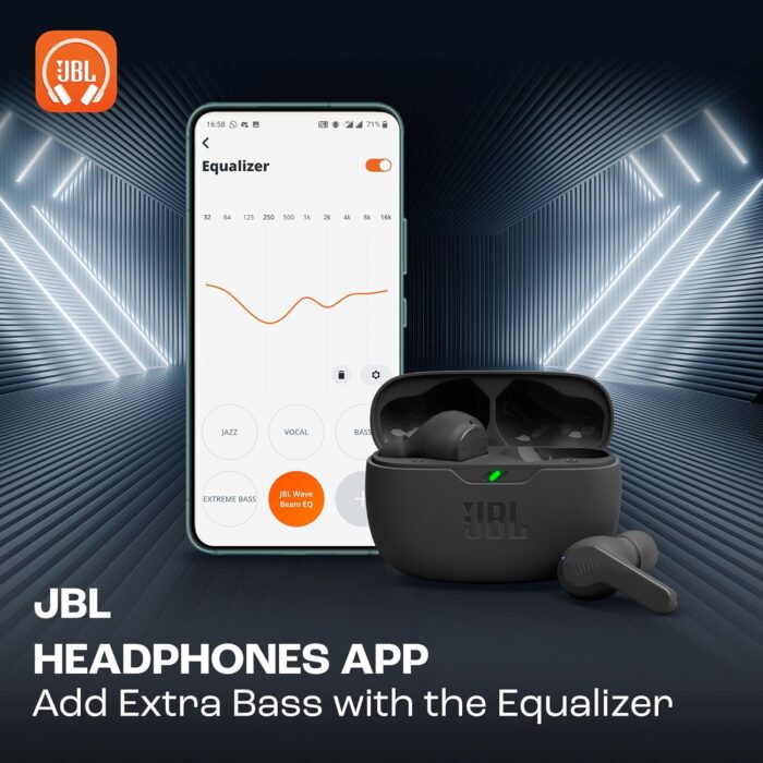 JBL Wave Beam TWS, 32Hr Playtime, IP54, Smart Ambient & TalkThru Mode, JBL App Bluetooth Headset??(Black, In the Ear) - Image 2