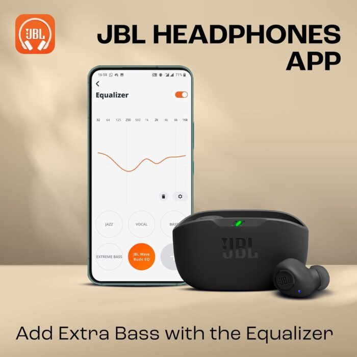 JBL Wave Buds TWS, 32Hr Playtime, IP54, Smart Ambient & TalkThru Mode, JBL App, Bluetooth Headset??(Black, In the Ear) - Image 2