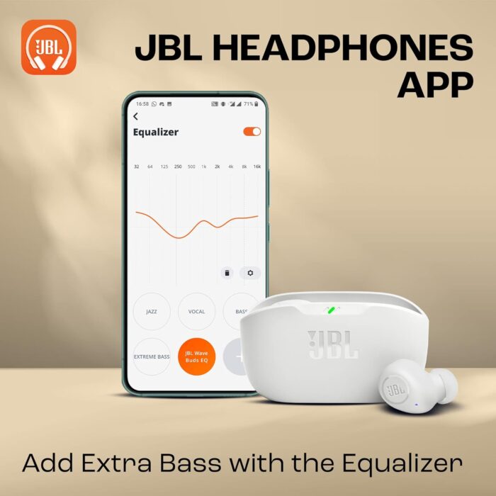 JBL Wave Buds TWS, 32Hr Playtime, IP54, Smart Ambient & TalkThru Mode, JBL App, Bluetooth Headset??(White, In the Ear) - Image 2