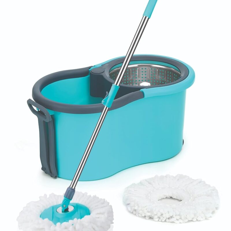 Seasons Spin Mop With Wheels And Stainless Steel Wringer, Blue