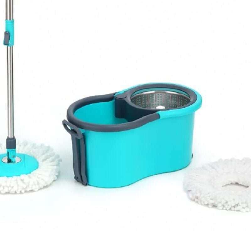 Seasons Spin Mop With Big Wheels and Stainless Steel Wringer,Blue