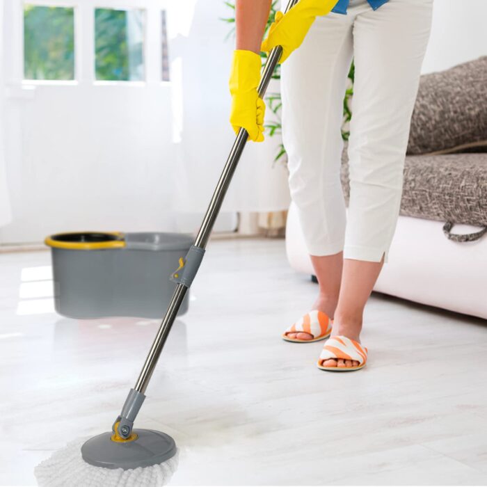 Seasons 360? Spin Mop Set with Easy Wheels and Additional Refill,Grey - Image 2