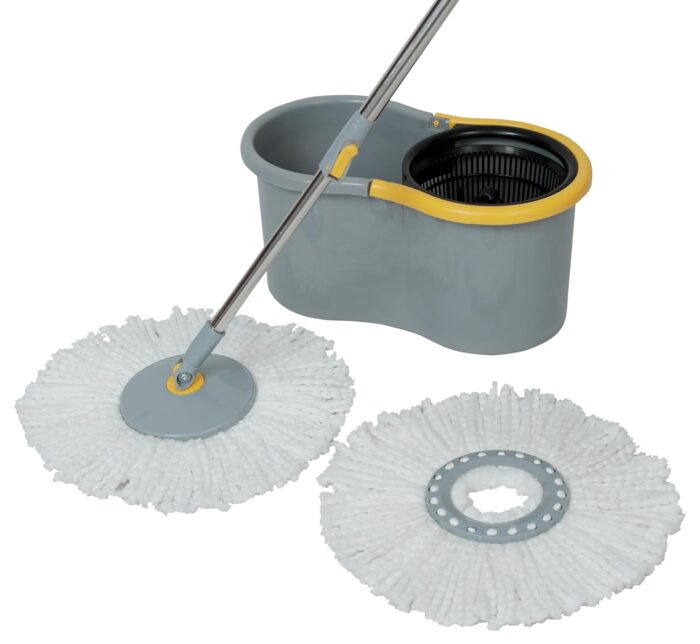 Seasons 360? Spin Mop Set with Easy Wheels and Additional Refill,Grey