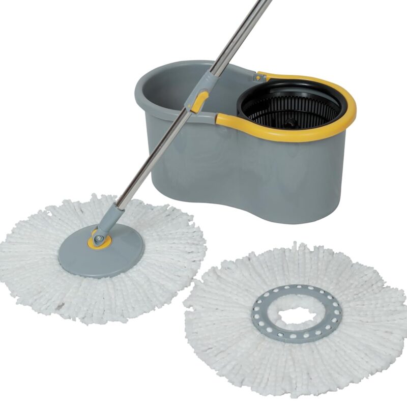 Seasons 360? Spin Mop Set with Easy Wheels and Additional Refill,Grey