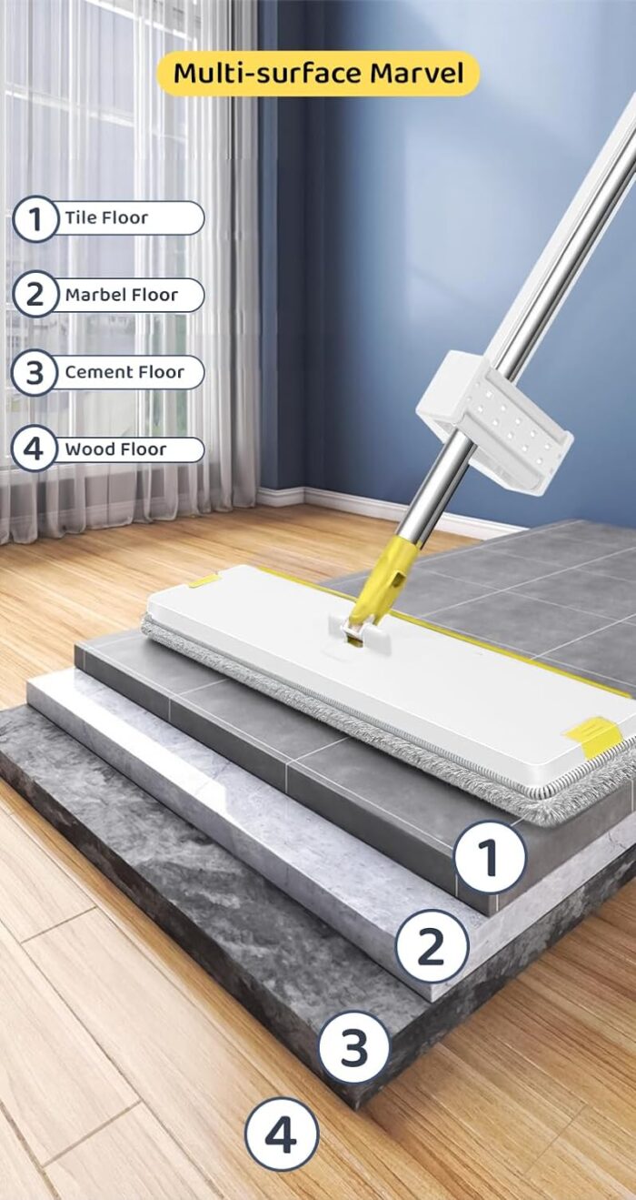 Seasons Microfiber Slider Squeeze Flat Mop, Yellow - Image 2