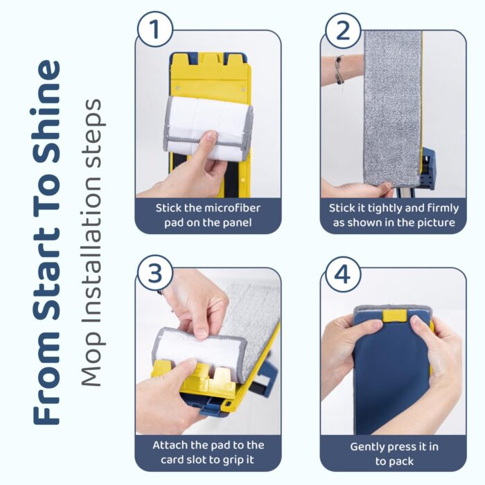 Seasons Microfiber?Slider Squeeze Flat Mop, Blue - Image 3