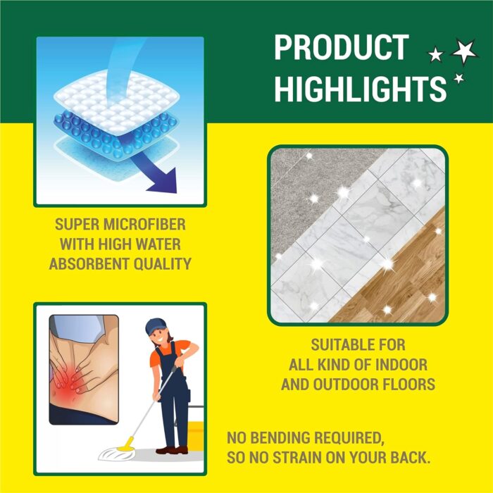 Seasons Microfiber Floor Mop with Long Handle Wet & Dry Mop, White - Image 2