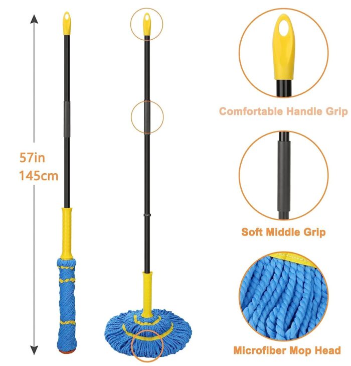 Seasons Floor Cleaning Microfiber Twist Mop Dust Mop, Blue - Image 2