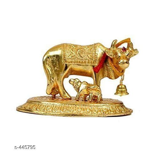 Unique Metal Baby Cow With Calf Statue