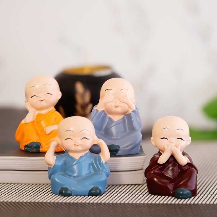 Colorful 4 Monks Buddha Figurines