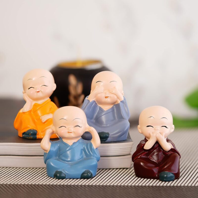 Colorful 4 Monks Buddha Figurines