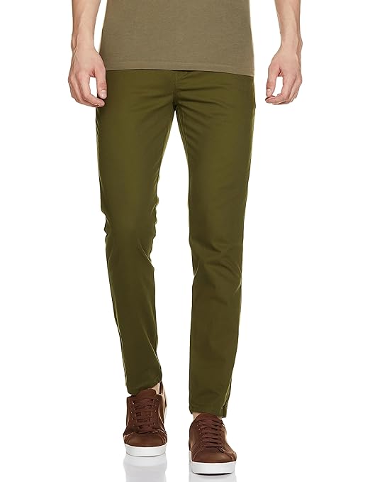Men Casual Cotton Dark Olive Pants
