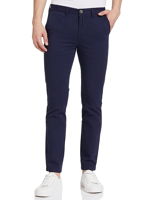 Men Casual Cotton Dark Navy Pants