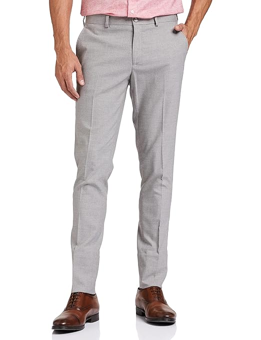 Men's Stretchable Formal Light Grey Melange Pants