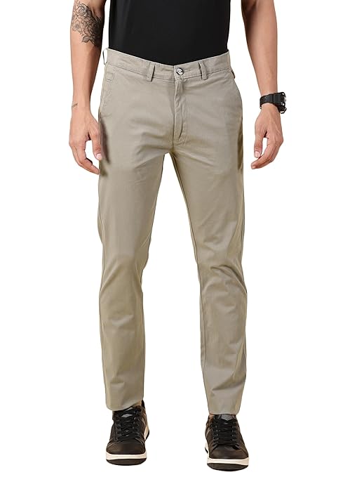 Men Chinos Casual Stone Grey Trousers