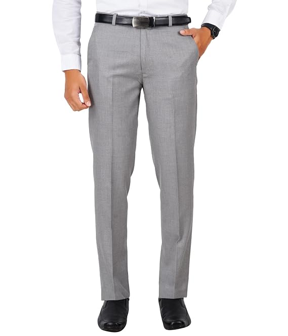 Men's Solid Formal Ash Grey Pants