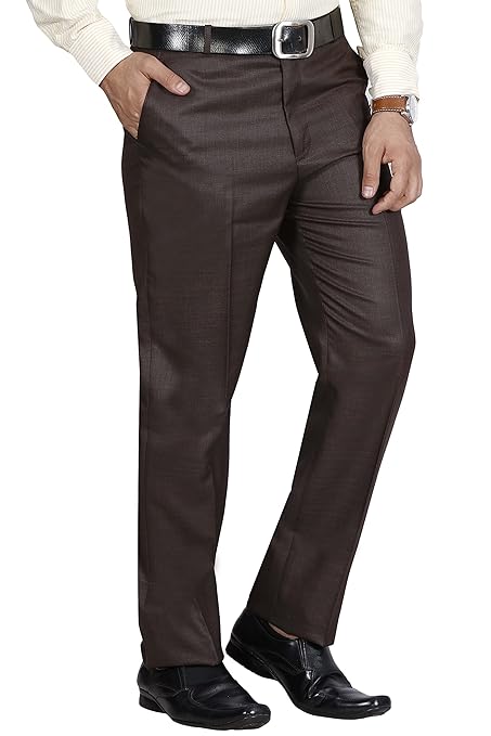 Men's Solid Formal Brown Pants