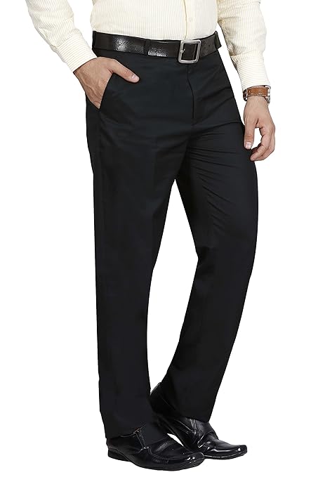 Men's Solid Formal Jet Black Pants