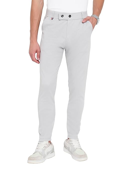 Men Regular Casual Light Grey Pants