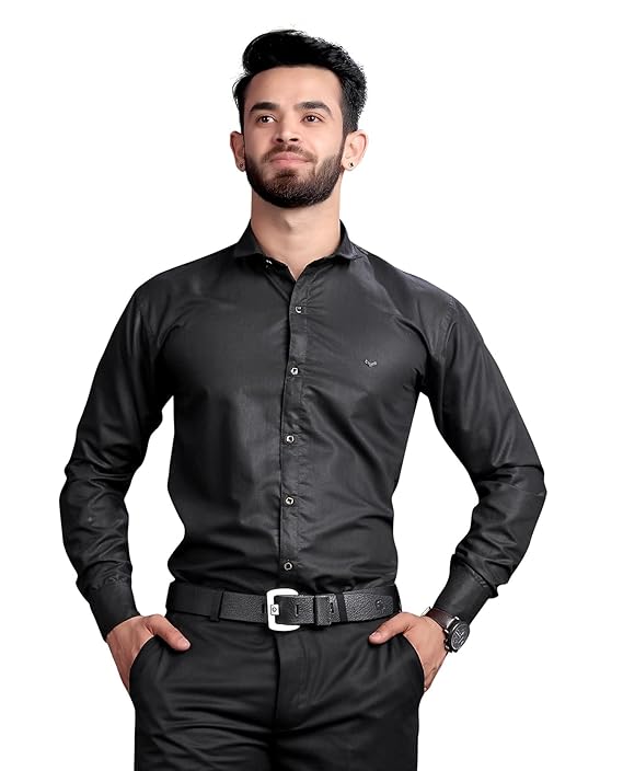 Men's Regular Fit Black Formal Shirt