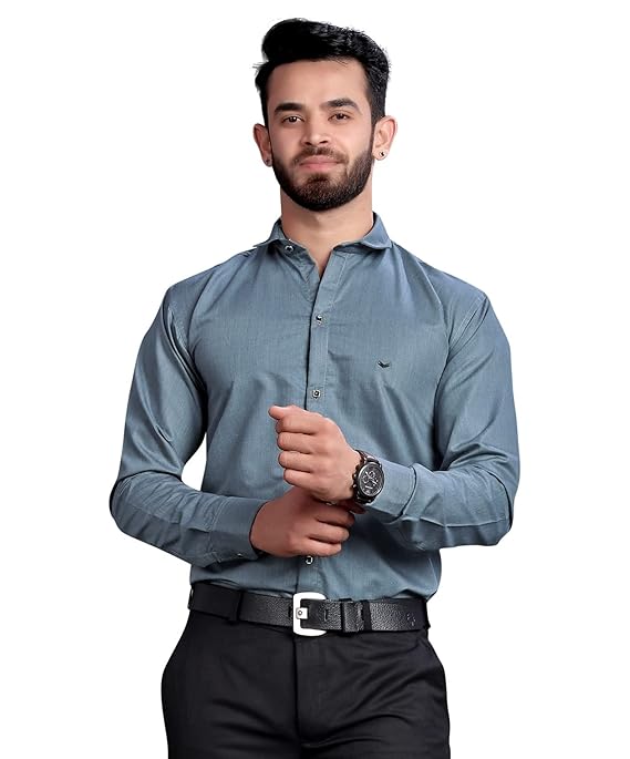 Men's Regular Fit Grey Formal Shirt
