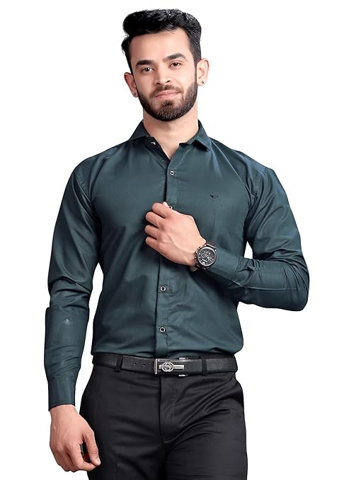 Men's Regular Fit Dark Green Formal Shirt