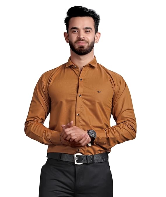 Men's Regular Fit Brown Formal Shirt