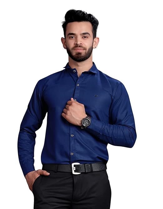 Men's Regular Fit Navy Blue Formal Shirt