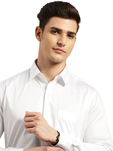 Men Cotton Plain White Shirt