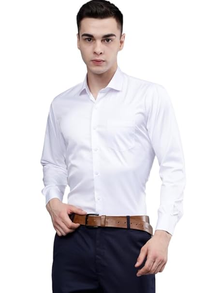 Men Satin Formal White Shirts