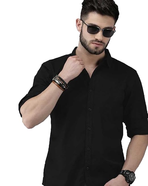 Men's Cotton Formal Black Shirt