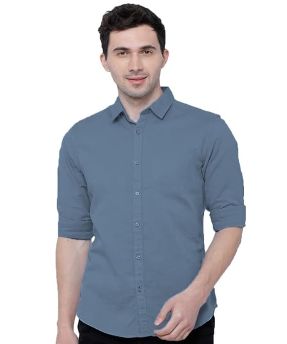 Men's Cotton Formal Slate Blue Shirt