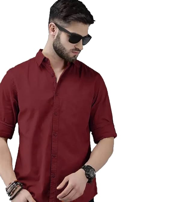 Men's Cotton Formal Maroon Shirt