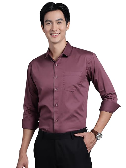 Men Satin Cotton Formal Dusty Mauve Shirt