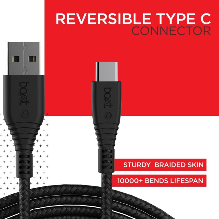 boAt USB Type C Cable 3 A 1.5 m A320?(Compatible with Mobiles, Tablets & any other device with type-c port, Black) - Image 2