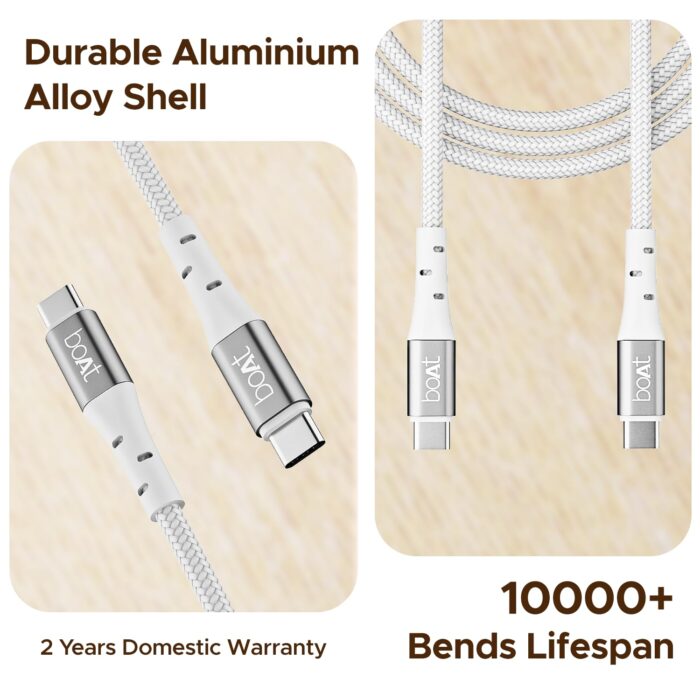 boAt USB Type C Cable 1.5 m Type C C300?(Compatible with Mobile, Tablet, White) - Image 2