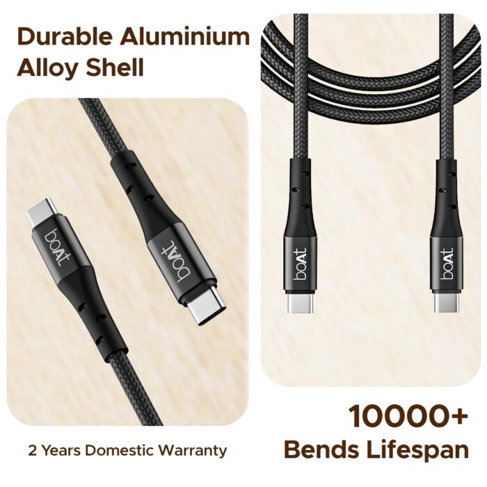 boAt USB Type C Cable 1.5 m Type C C300?(Compatible with Mobile, Tablet, Black) - Image 3