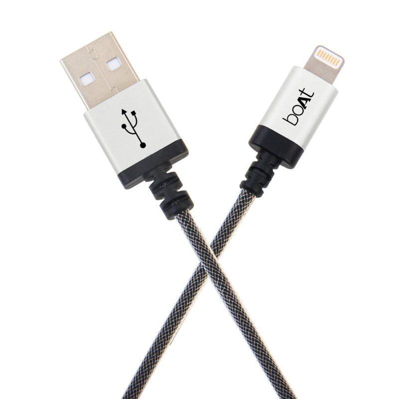 boAt Lightning Cable 2.4 A 2 m ltgsilver500-2m??(Compatible with Apple iPod, Apple iPad, Apple iPhone, Black, White, One Cable)