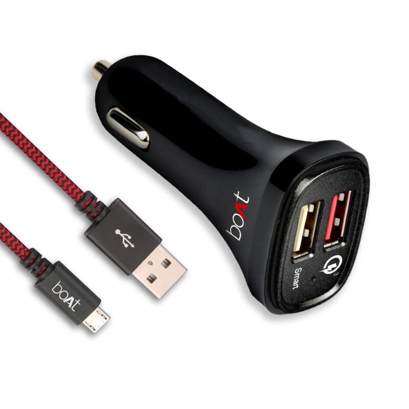 boAt 15 W Qualcomm 3.0 Turbo Car Charger??(Black, With USB Cable)