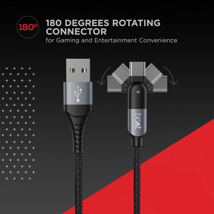 boAt USB Type C Cable 3 A 1.5 m C-Axis?(Compatible with Mobile, Laptop, Tablet, Black, Grey) - Image 3