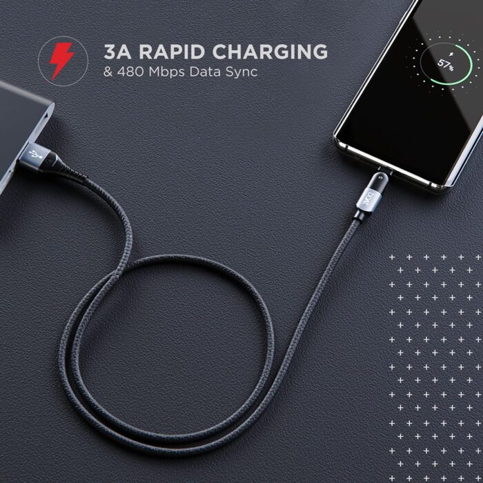 boAt USB Type C Cable 3 A 1.5 m C-Axis?(Compatible with Mobile, Laptop, Tablet, Black, Grey) - Image 2