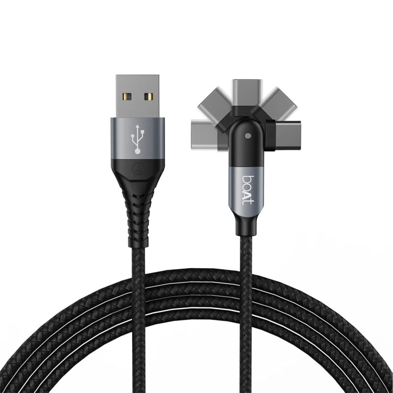 boAt USB Type C Cable 3 A 1.5 m C-Axis??(Compatible with Mobile, Laptop, Tablet, Black, Grey)
