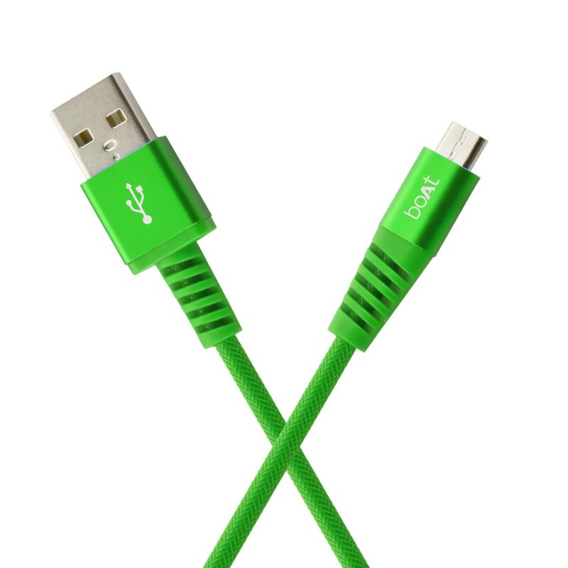 boAt Micro USB Cable 2 A 1.5 m RUGGED V3??(Compatible with Laptop, Mobile, Tablet, Power Bank, Speaker, Computer, Green)