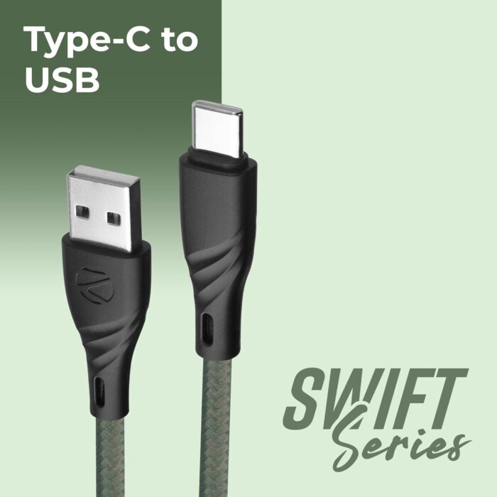 Zebronics USB Type C Cable 3 A 1.5 m Braided ZEB-UT300?(Compatible with Mobile, Green) - Image 3