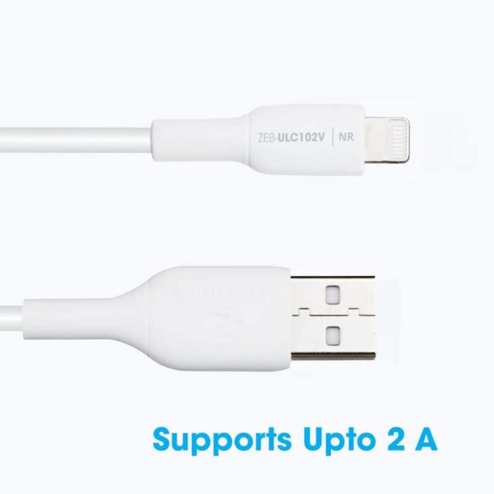 Zebronics Lightning Cable 2 A 1 m Zeb-ULC102V?(Compatible with Apple Mobiles, Apple ipads,Apple Airpods,White,One Cable) - Image 3